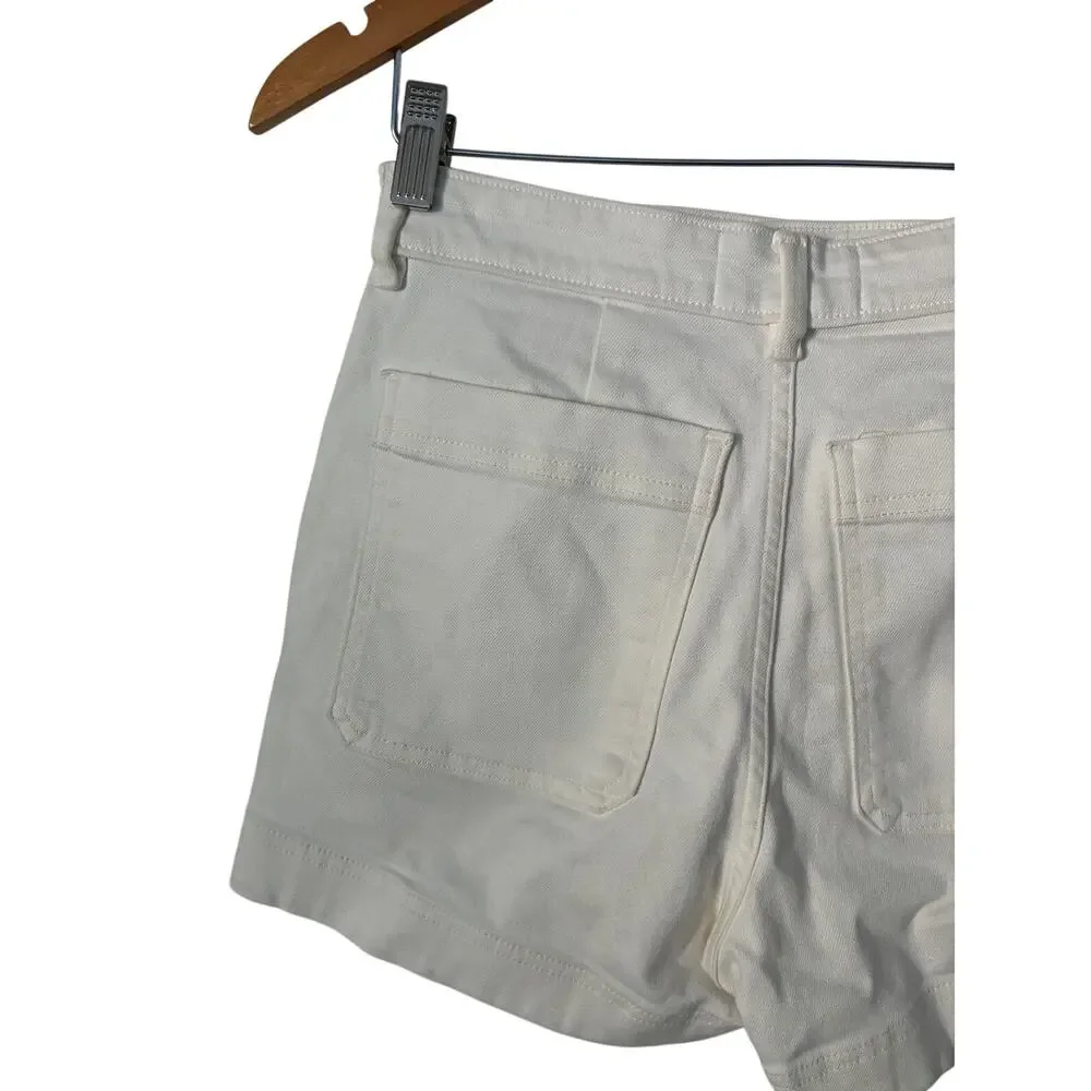 Everlane White Denim Casual Shorts High Waist Size 4